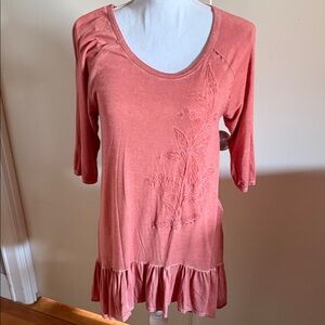 Women's Coral/Rust Colored Rodeo ready Embroidered Top